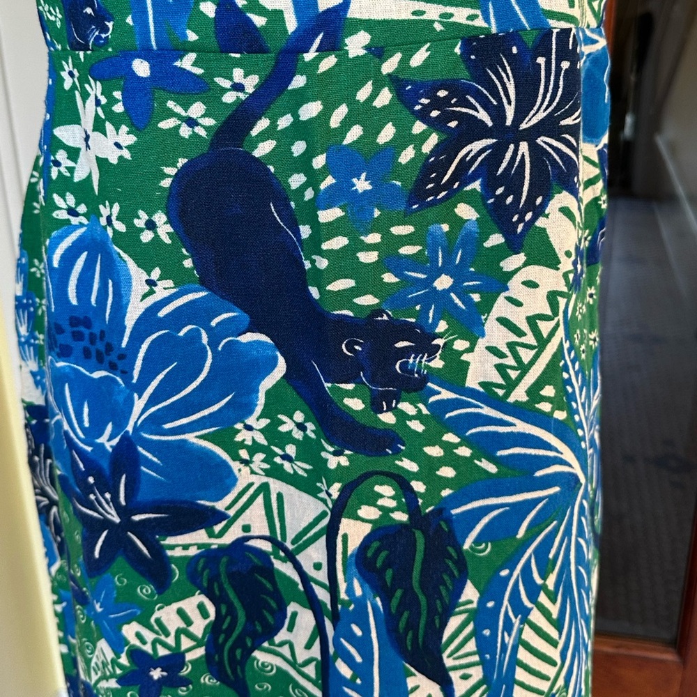 Rachel Zoe | Panther Tropical Linen Blend Midi Dress in Blue & Green, Size XL - Picture 6 of 11